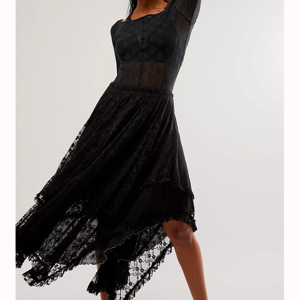 Free People Black Lace Skirt